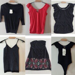NEW Y2K Womens XS XS/S GUESS lot Sparkle Tank Sweater Bodysuit Red Tee Tube Top